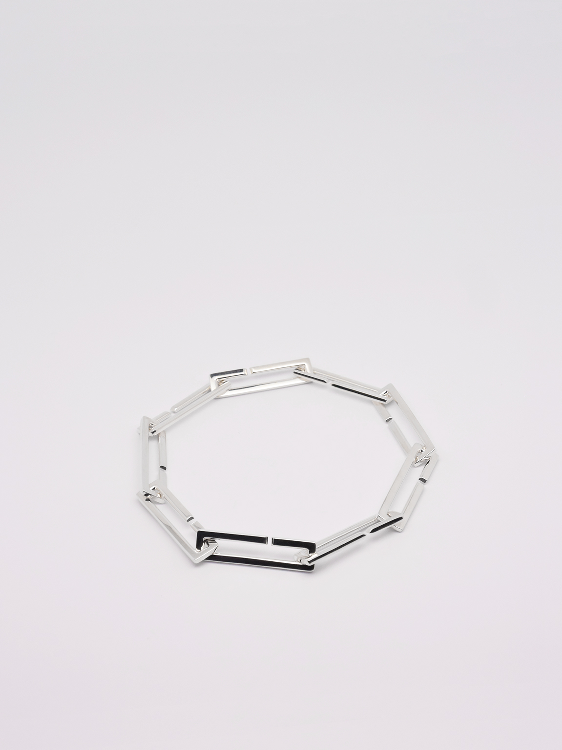 silver square chain bracelet made in france
